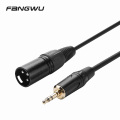 Cabo de áudio balanceado de 3 pinos XLR fêmea para AUX 3,5 mm com alto-falante e microfone